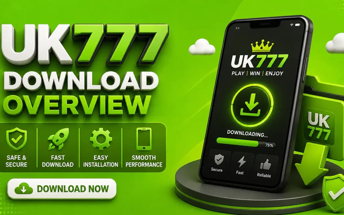 Overview of UK777 download options showing APK and app access on a mobile device