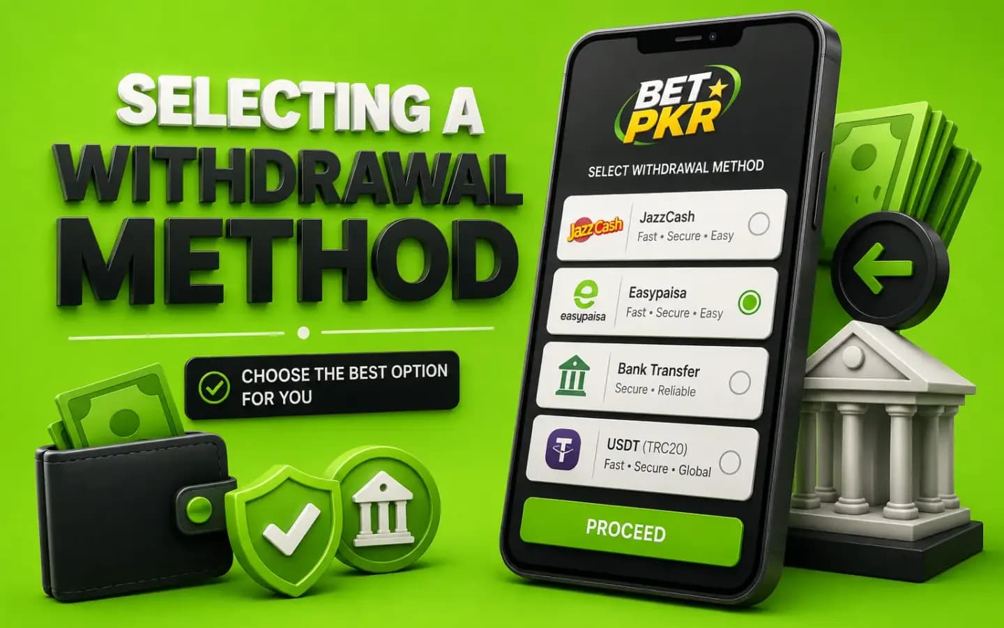 Selecting a UK777 withdrawal method from the available payout options